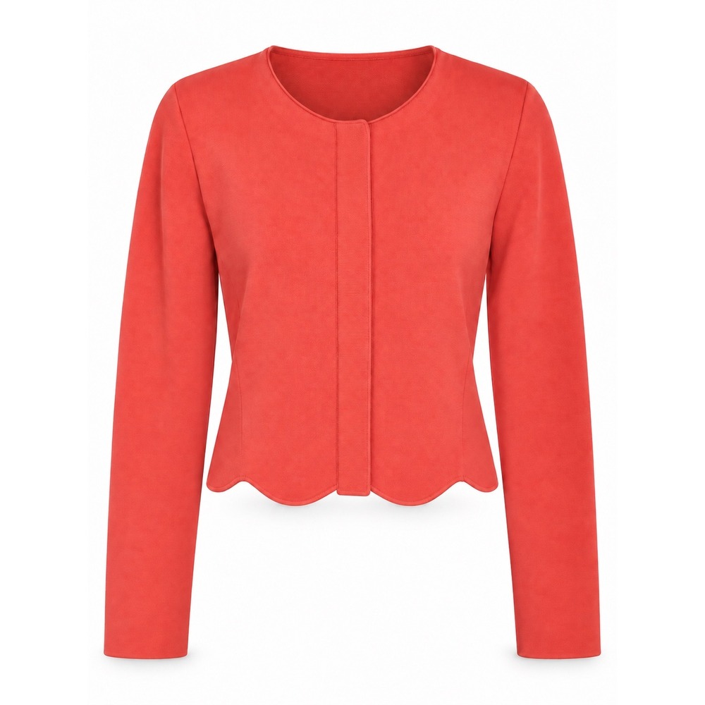 ISSA London Cardigan S Coral Scallop Hem Cropped Coquette Preppy Stretch Knit